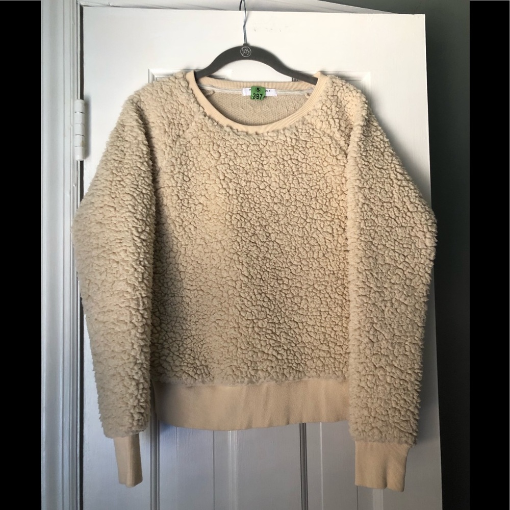 EUC South Moon Under Sherpa Sweatshirt in Cream by Project Social T; Size XS